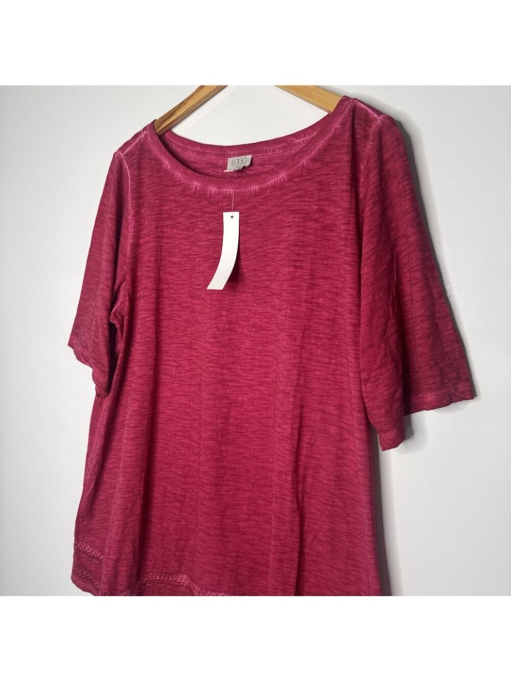 LOGO by Lori Goldstein Tunic Top 2X Short Sleeve Cotton Pink NWT - Picture 4 of 11